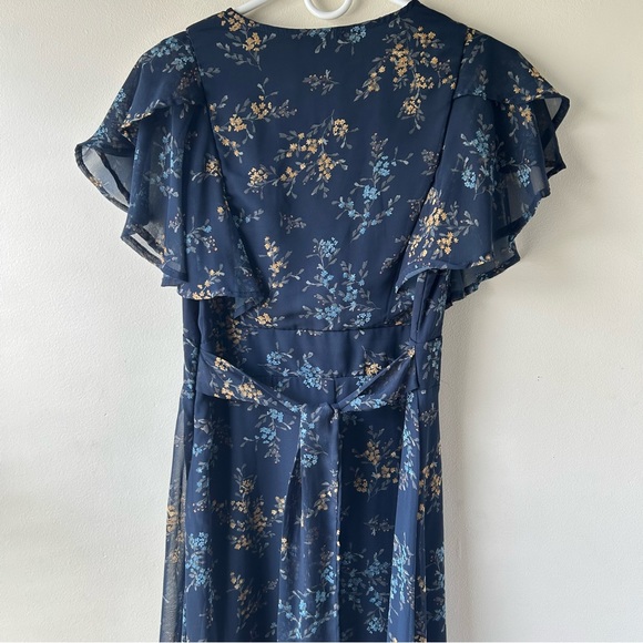 Neesees Dresses The Karlee Orange Creek Modest Maxi Chiffon Navy Floral Dress S - Picture 12 of 12